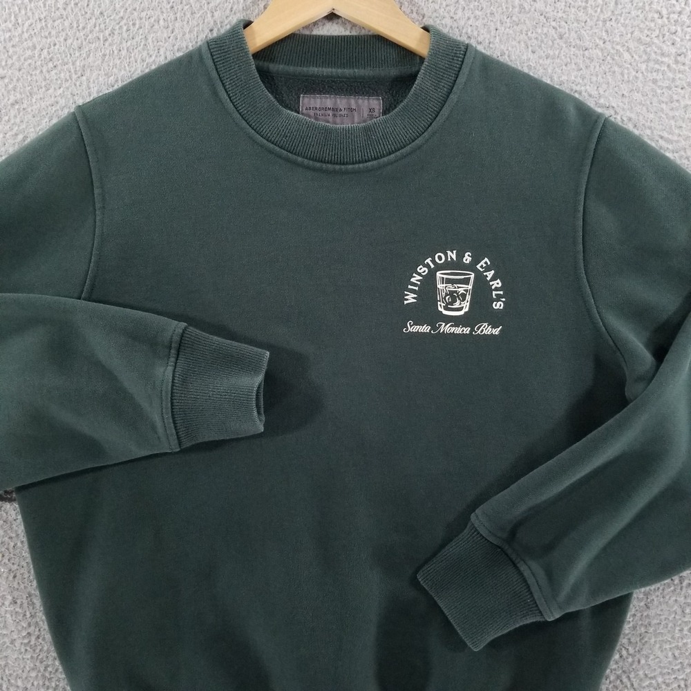 Abercrombie & Fitch Sweatshirt Mens XS Green Santa Monica Winston Earl Whiskey
